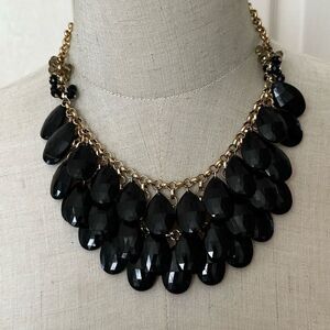 Black beaded  layered  statement necklace